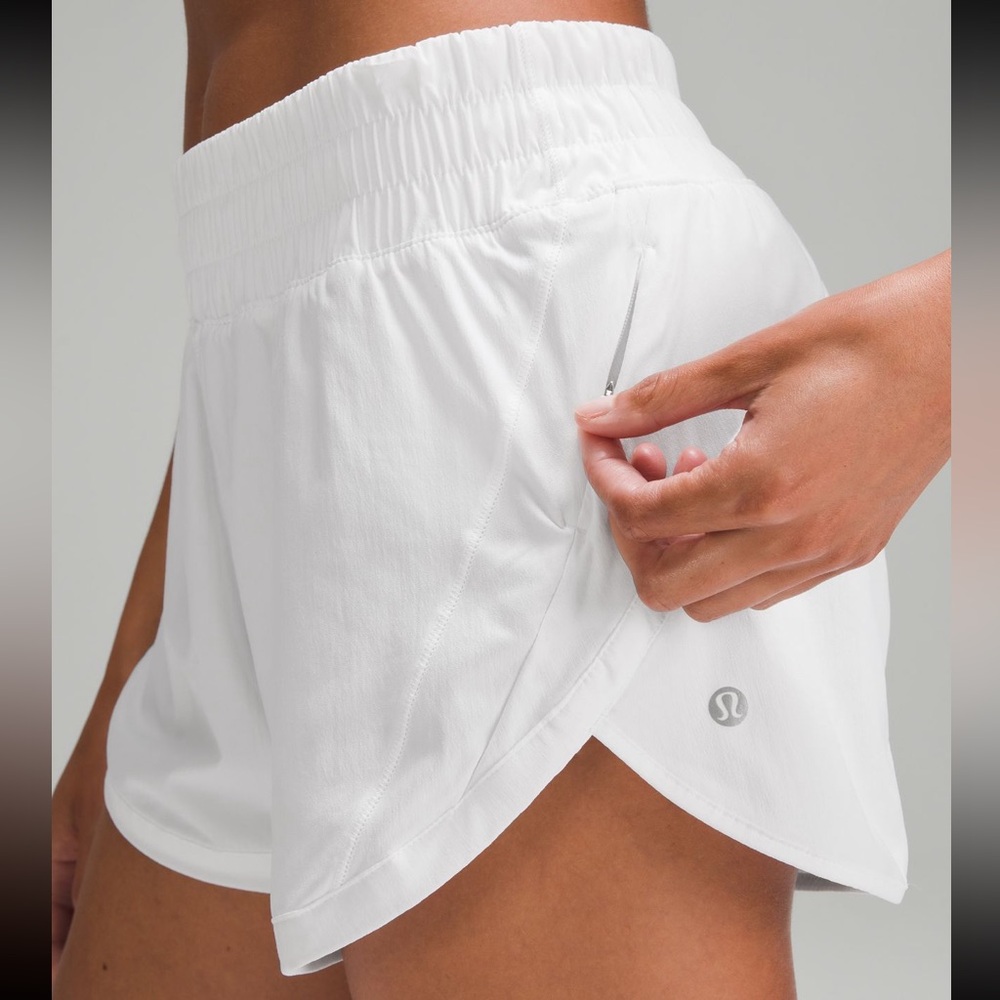 Lululemon Track That High-Rise Lined 3” short, size 10 white